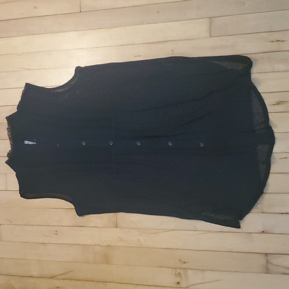 VanessaVirginia sheer black polka-dot top with high collar